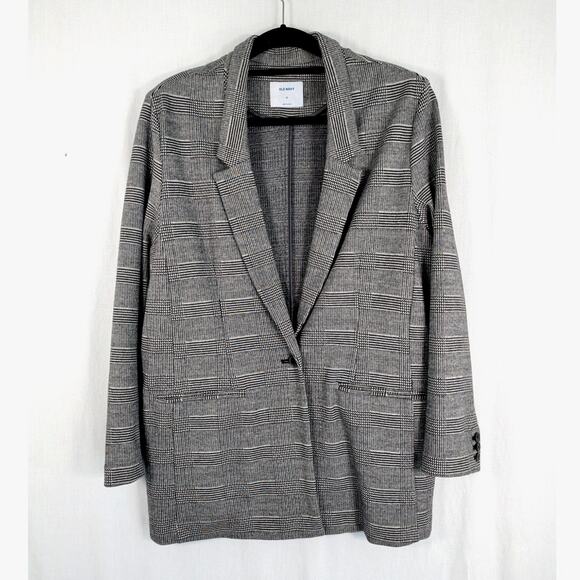 Old Navy Plaid Patterned Boyfriend Blazer Jacket Houndstooth Size XL - Picture 1 of 10